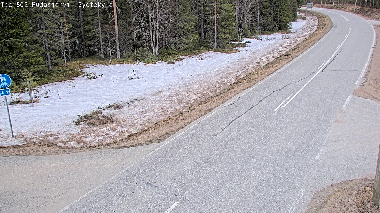 Weather Camera Image Väg 862 Pudasjärvi, Syötekylä, Pudasjärvi, Pohjois-Pohjanmaa
