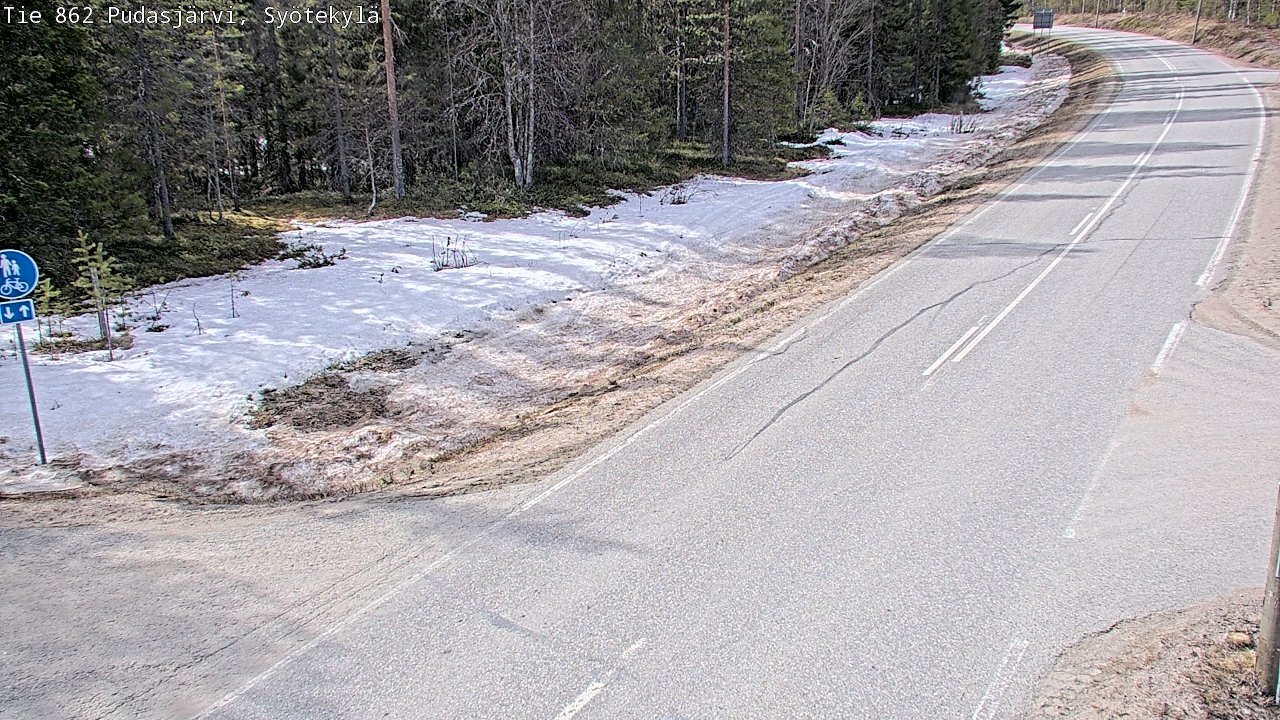 Weather Camera Image Väg 862 Pudasjärvi, Syötekylä, Pudasjärvi, Pohjois-Pohjanmaa