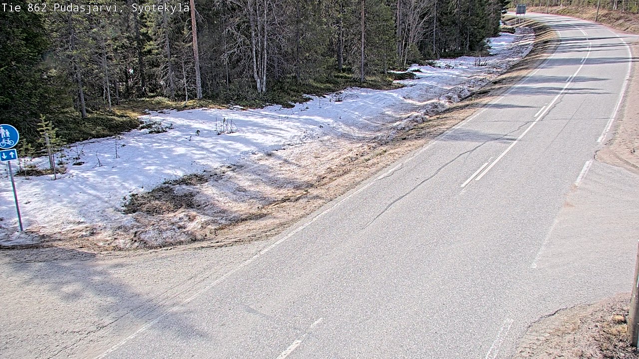 Weather Camera Image Väg 862 Pudasjärvi, Syötekylä, Pudasjärvi, Pohjois-Pohjanmaa