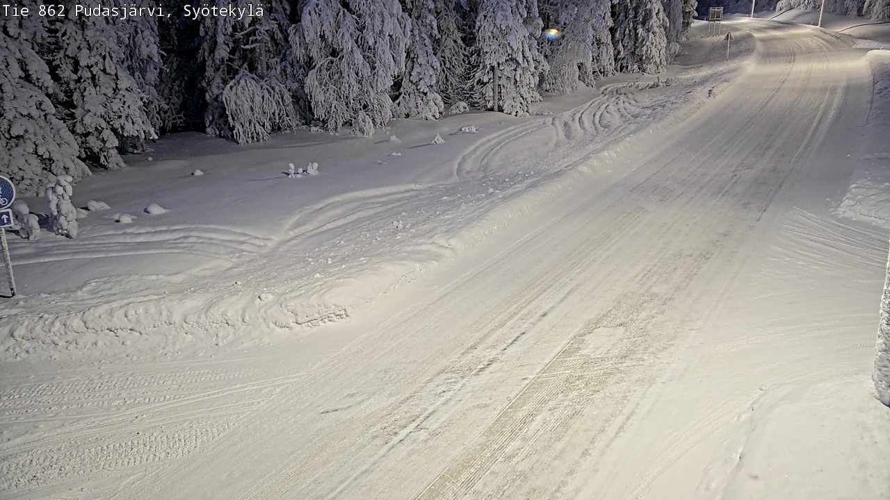 Weather Camera Image Road 862 Pudasjärvi, Syötekylä, Pudasjärvi, Pohjois-Pohjanmaa
