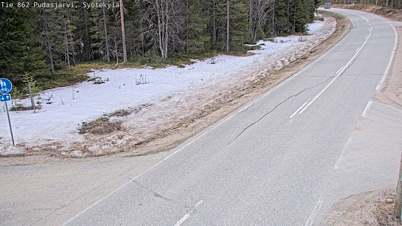 Weather Camera Image Väg 862 Pudasjärvi, Syötekylä, Pudasjärvi, Pohjois-Pohjanmaa