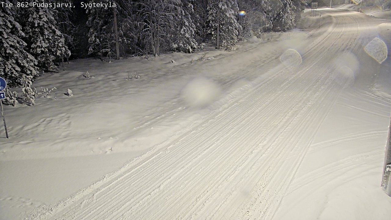 Weather Camera Image Road 862 Pudasjärvi, Syötekylä, Pudasjärvi, Pohjois-Pohjanmaa