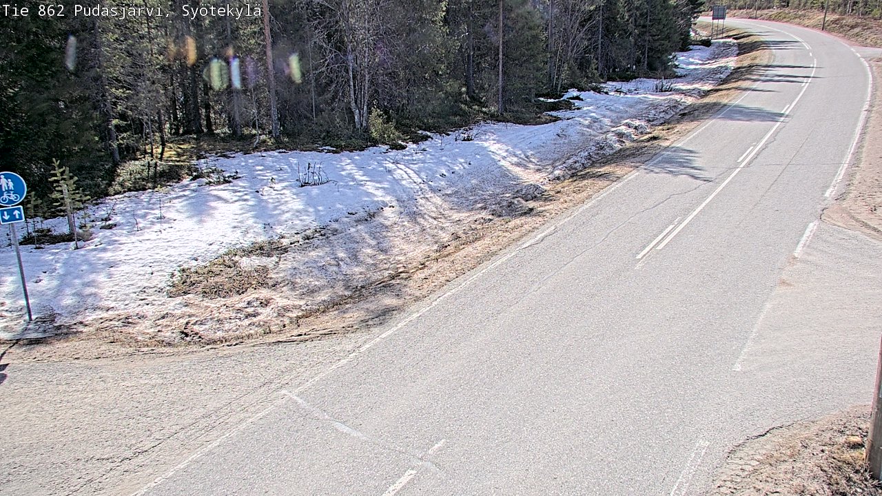 Weather Camera Image Väg 862 Pudasjärvi, Syötekylä, Pudasjärvi, Pohjois-Pohjanmaa