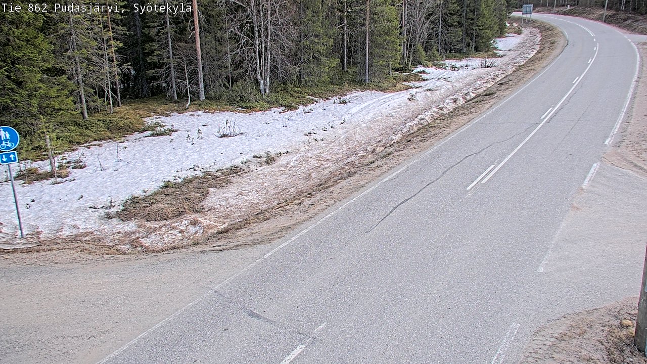 Weather Camera Image Väg 862 Pudasjärvi, Syötekylä, Pudasjärvi, Pohjois-Pohjanmaa