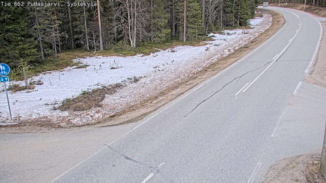 Weather Camera Image Road 862 Pudasjärvi, Syötekylä, Pudasjärvi, Pohjois-Pohjanmaa