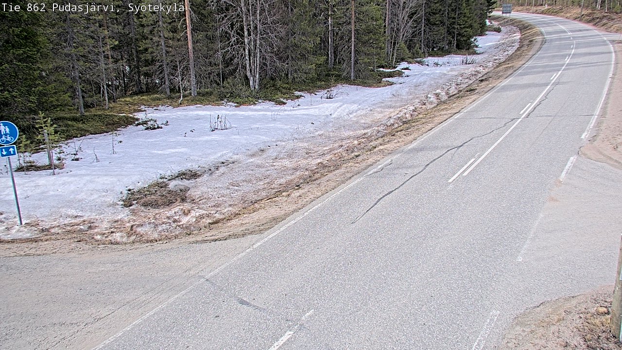 Weather Camera Image Väg 862 Pudasjärvi, Syötekylä, Pudasjärvi, Pohjois-Pohjanmaa