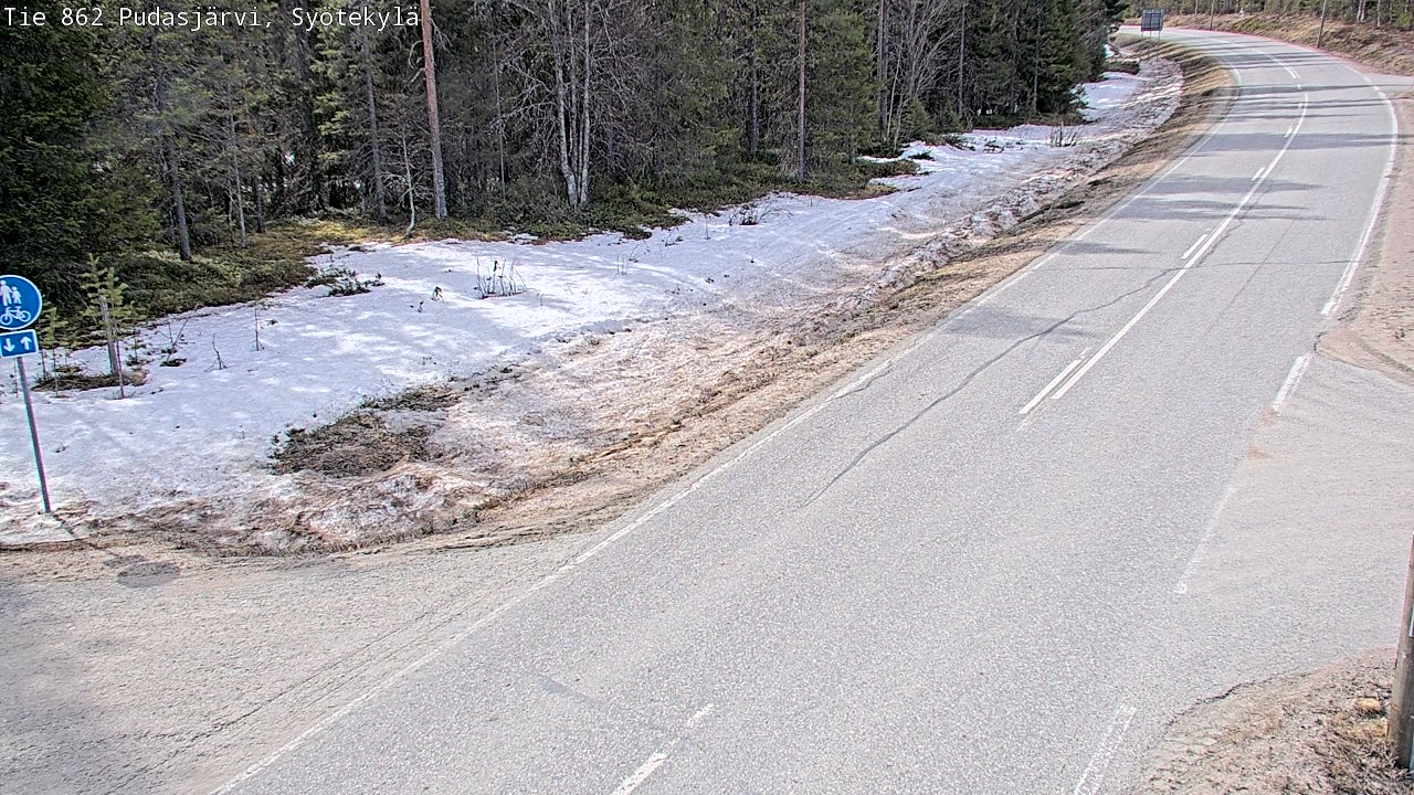 Weather Camera Image Väg 862 Pudasjärvi, Syötekylä, Pudasjärvi, Pohjois-Pohjanmaa