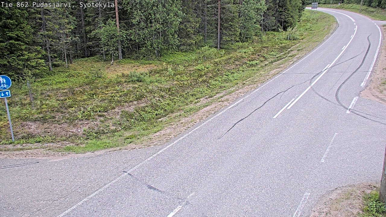 Weather Camera Image Väg 862 Pudasjärvi, Syötekylä, Pudasjärvi, Pohjois-Pohjanmaa