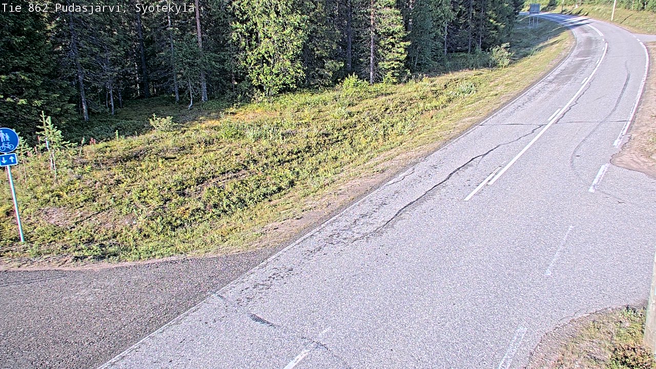 Weather Camera Image Road 862 Pudasjärvi, Syötekylä, Pudasjärvi, Pohjois-Pohjanmaa