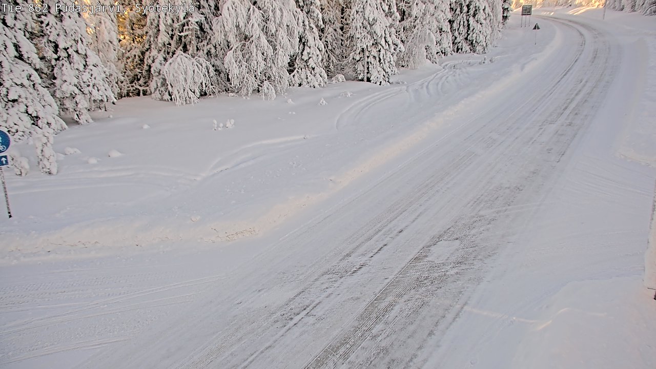 Weather Camera Image Väg 862 Pudasjärvi, Syötekylä, Pudasjärvi, Pohjois-Pohjanmaa