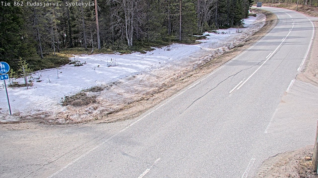 Weather Camera Image Väg 862 Pudasjärvi, Syötekylä, Pudasjärvi, Pohjois-Pohjanmaa