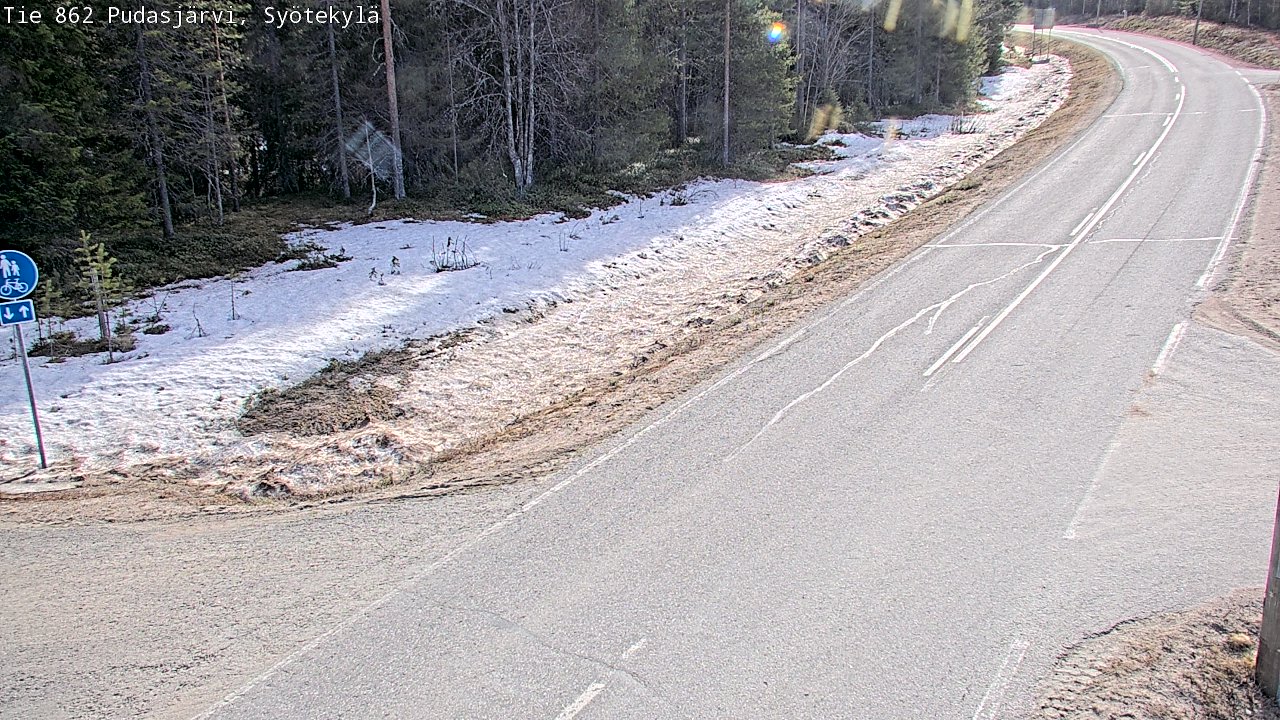 Weather Camera Image Väg 862 Pudasjärvi, Syötekylä, Pudasjärvi, Pohjois-Pohjanmaa