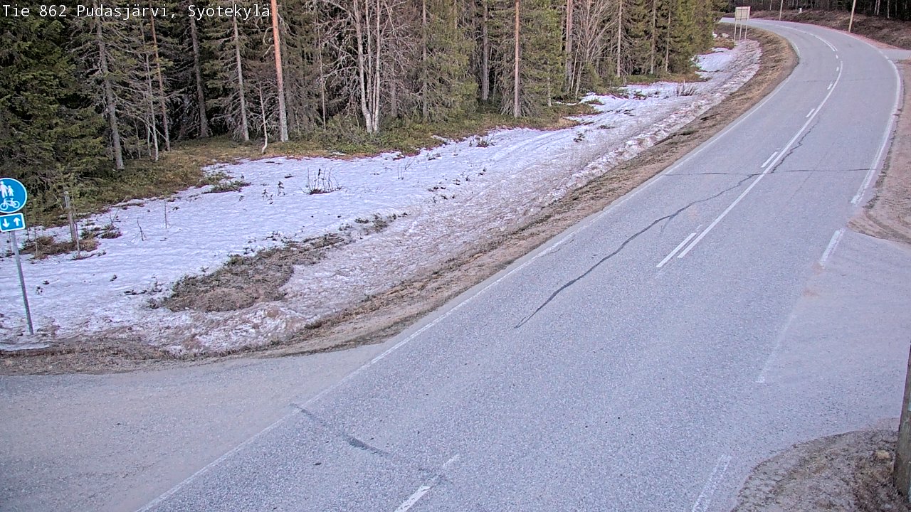Weather Camera Image Väg 862 Pudasjärvi, Syötekylä, Pudasjärvi, Pohjois-Pohjanmaa