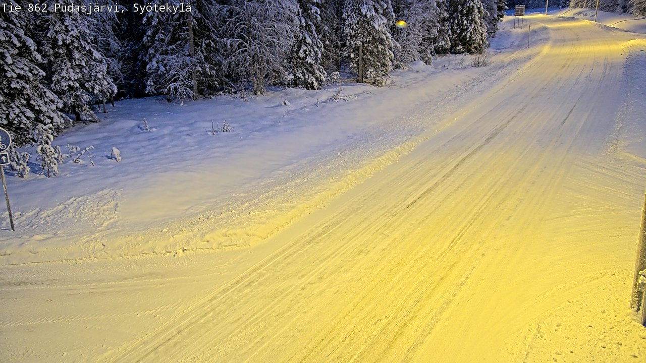 Weather Camera Image Road 862 Pudasjärvi, Syötekylä, Pudasjärvi, Pohjois-Pohjanmaa