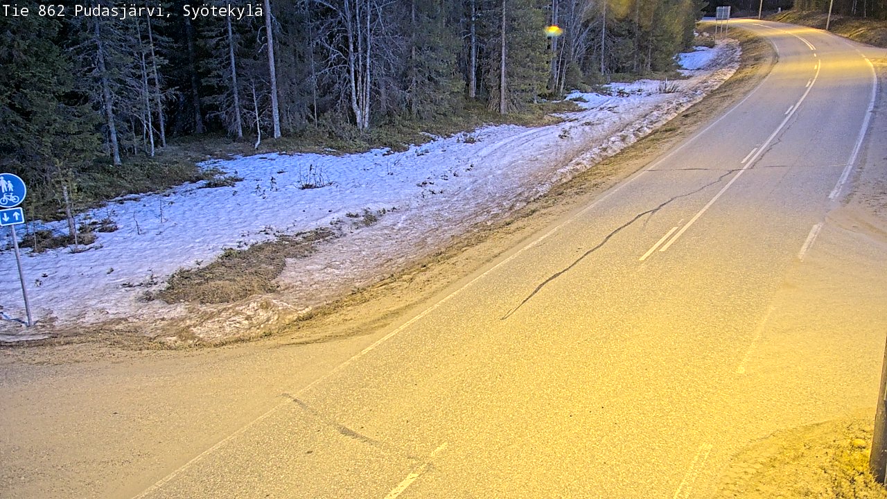 Weather Camera Image Väg 862 Pudasjärvi, Syötekylä, Pudasjärvi, Pohjois-Pohjanmaa