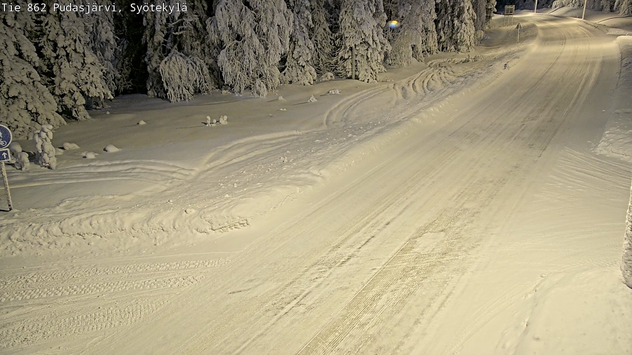 Weather Camera Image Road 862 Pudasjärvi, Syötekylä, Pudasjärvi, Pohjois-Pohjanmaa