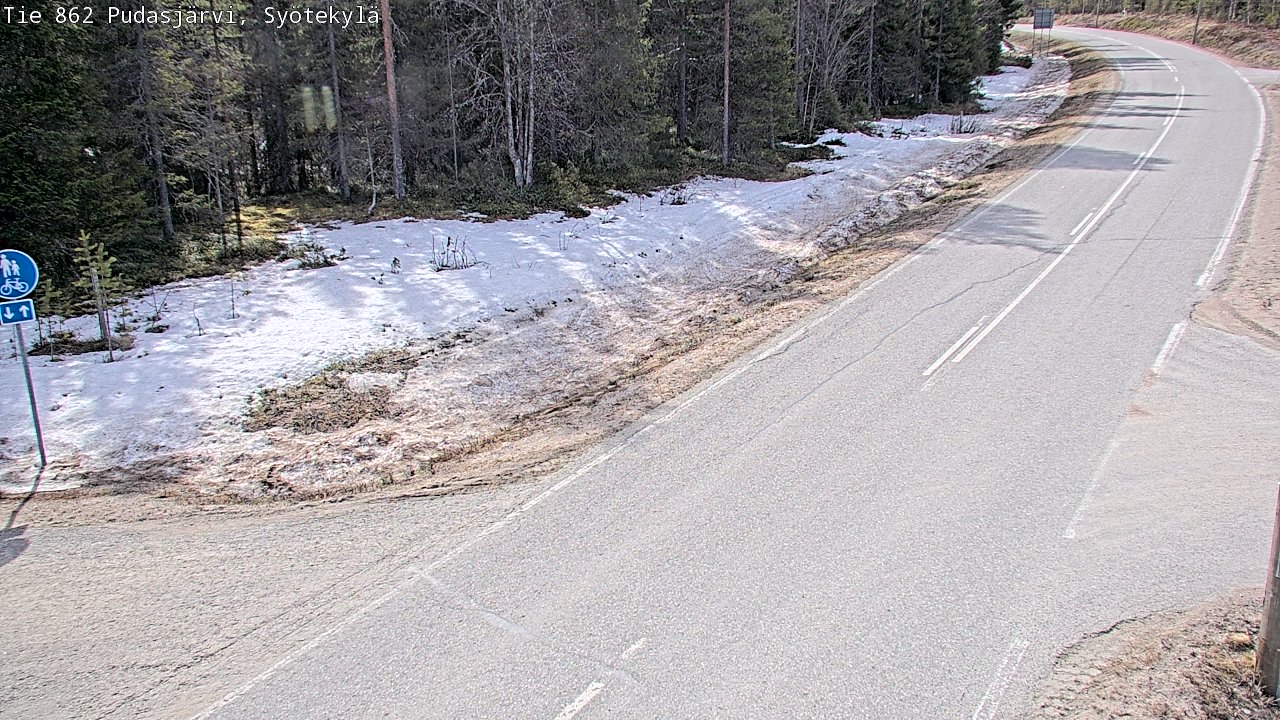 Weather Camera Image Väg 862 Pudasjärvi, Syötekylä, Pudasjärvi, Pohjois-Pohjanmaa