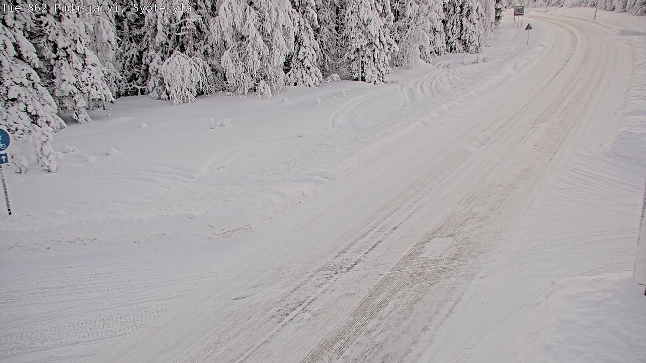 Weather Camera Image Road 862 Pudasjärvi, Syötekylä, Pudasjärvi, Pohjois-Pohjanmaa
