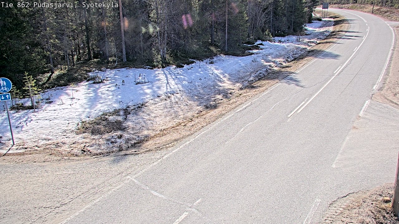 Weather Camera Image Väg 862 Pudasjärvi, Syötekylä, Pudasjärvi, Pohjois-Pohjanmaa