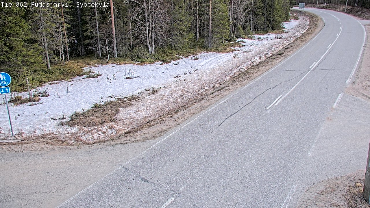Weather Camera Image Väg 862 Pudasjärvi, Syötekylä, Pudasjärvi, Pohjois-Pohjanmaa
