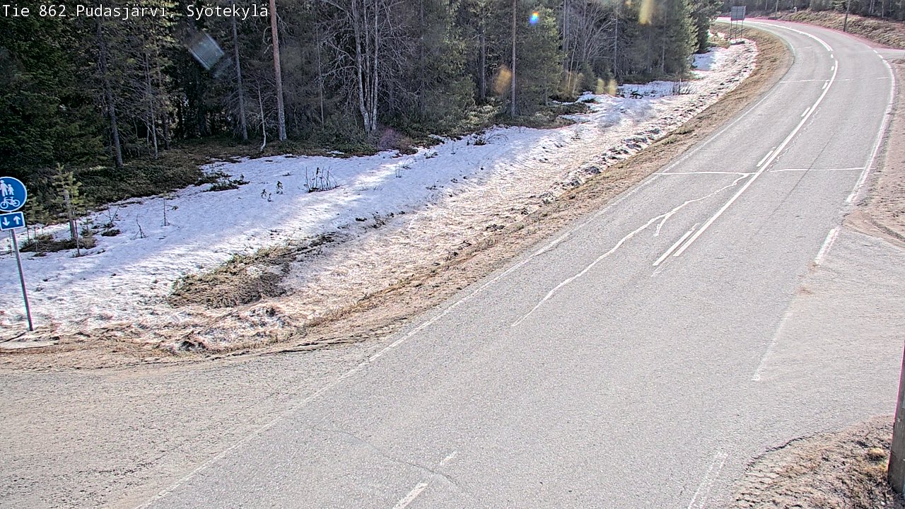 Weather Camera Image Väg 862 Pudasjärvi, Syötekylä, Pudasjärvi, Pohjois-Pohjanmaa