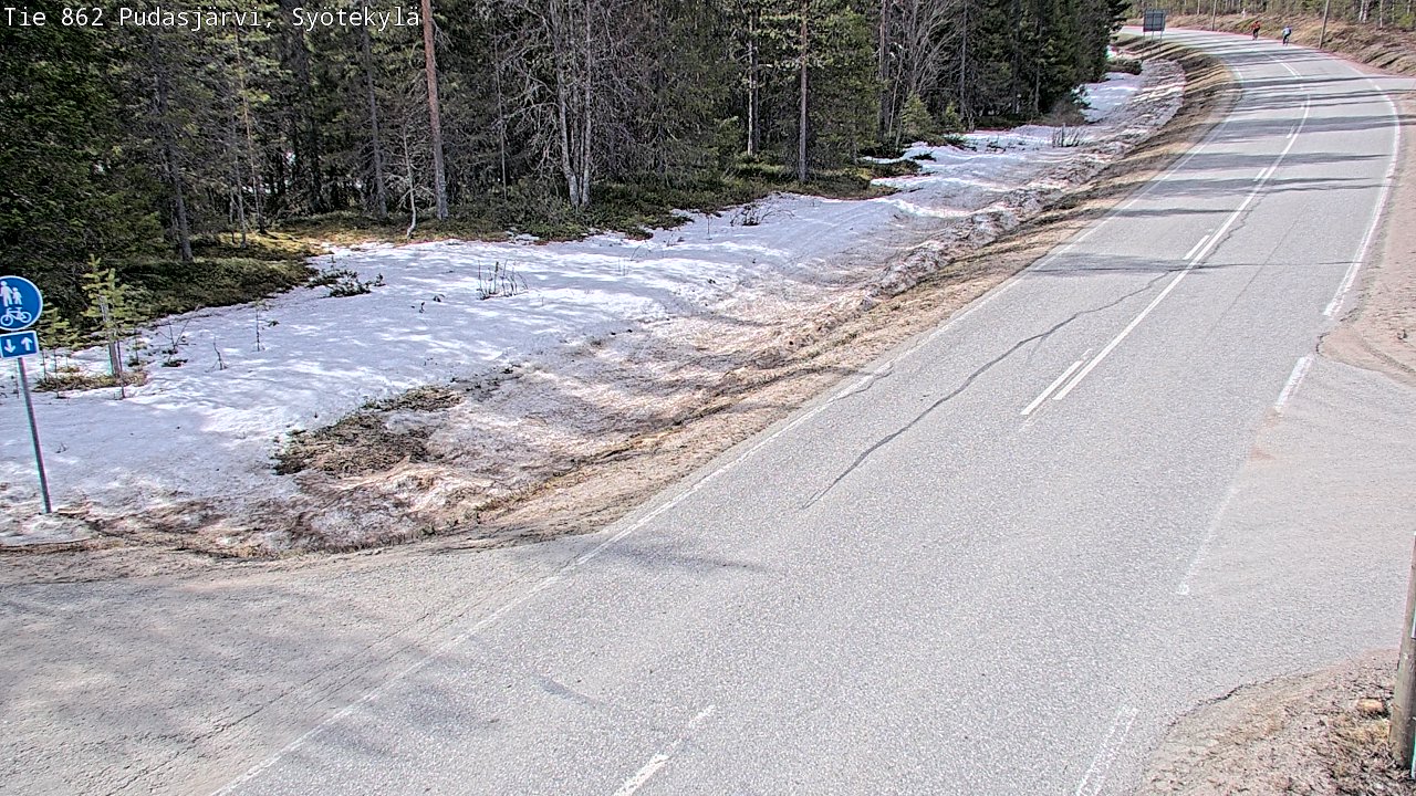 Weather Camera Image Väg 862 Pudasjärvi, Syötekylä, Pudasjärvi, Pohjois-Pohjanmaa