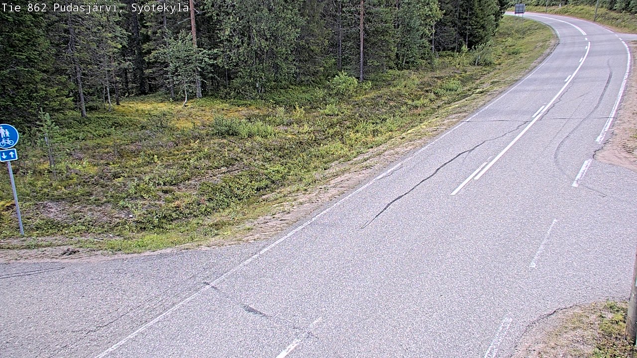 Weather Camera Image Road 862 Pudasjärvi, Syötekylä, Pudasjärvi, Pohjois-Pohjanmaa