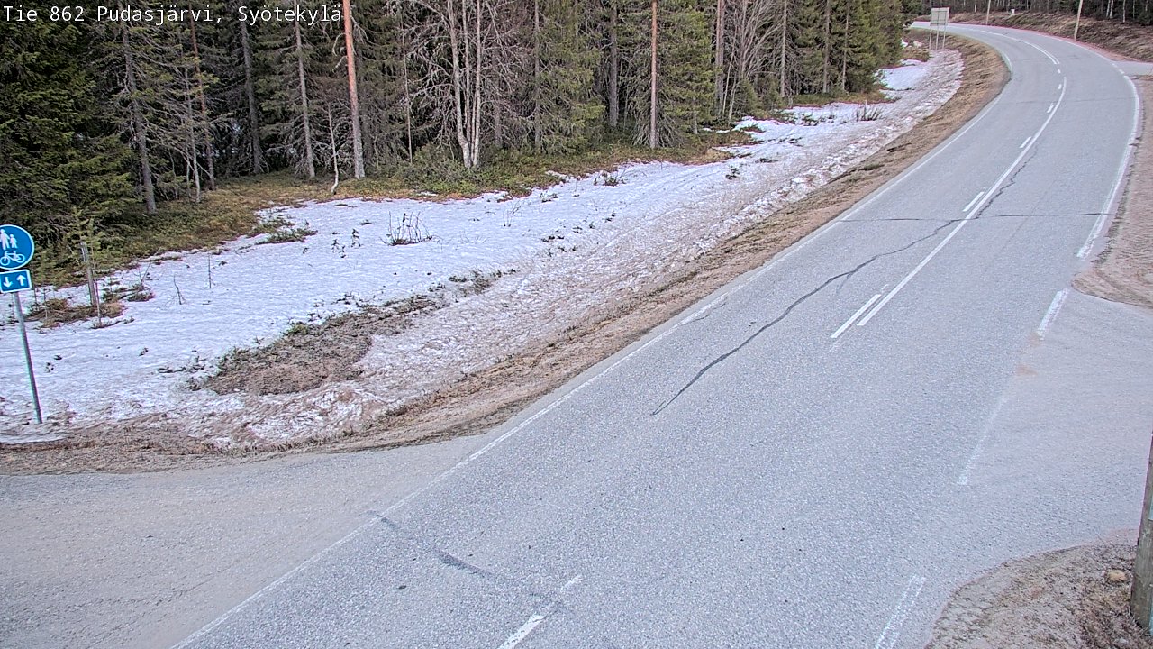 Weather Camera Image Road 862 Pudasjärvi, Syötekylä, Pudasjärvi, Pohjois-Pohjanmaa
