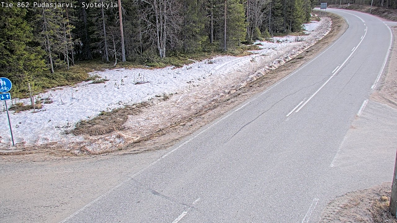 Weather Camera Image Väg 862 Pudasjärvi, Syötekylä, Pudasjärvi, Pohjois-Pohjanmaa