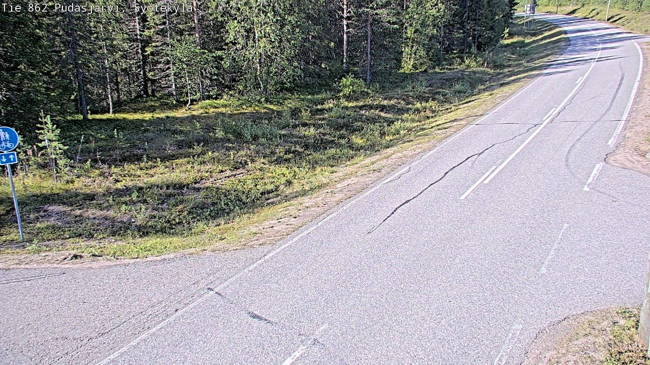 Weather Camera Image Road 862 Pudasjärvi, Syötekylä, Pudasjärvi, Pohjois-Pohjanmaa