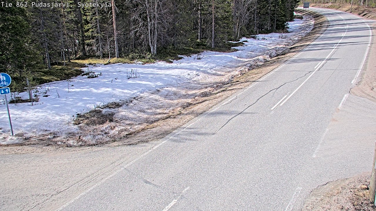 Weather Camera Image Väg 862 Pudasjärvi, Syötekylä, Pudasjärvi, Pohjois-Pohjanmaa