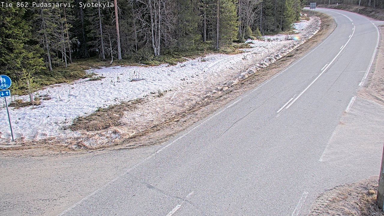 Weather Camera Image Väg 862 Pudasjärvi, Syötekylä, Pudasjärvi, Pohjois-Pohjanmaa