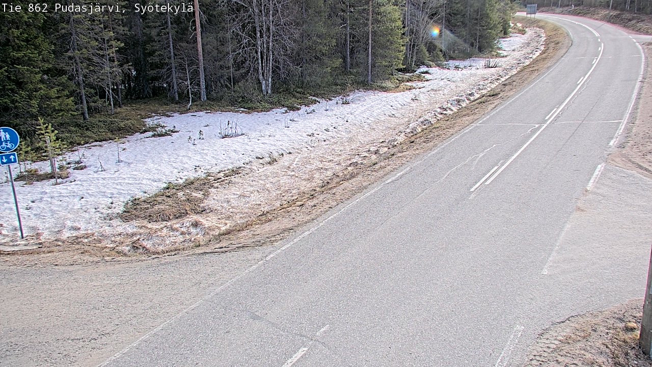 Weather Camera Image Väg 862 Pudasjärvi, Syötekylä, Pudasjärvi, Pohjois-Pohjanmaa