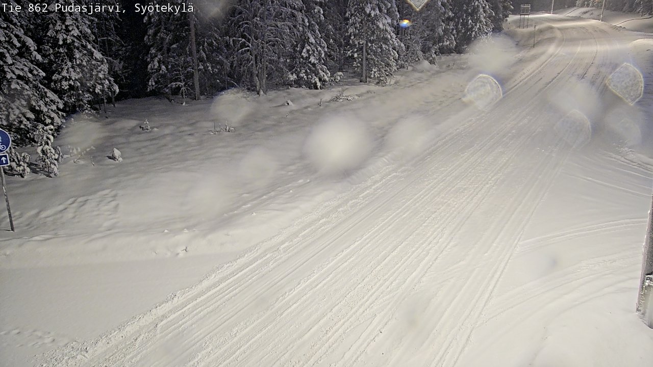 Weather Camera Image Road 862 Pudasjärvi, Syötekylä, Pudasjärvi, Pohjois-Pohjanmaa