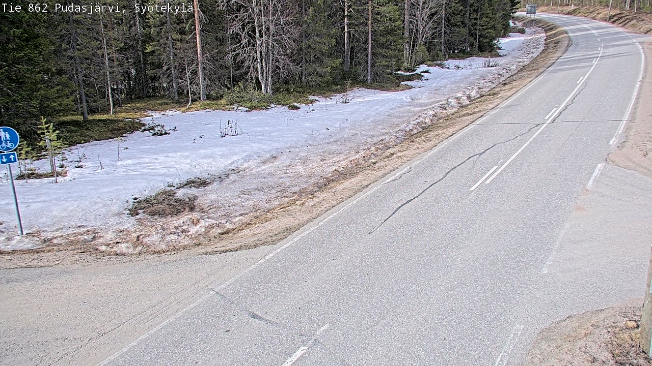 Weather Camera Image Väg 862 Pudasjärvi, Syötekylä, Pudasjärvi, Pohjois-Pohjanmaa
