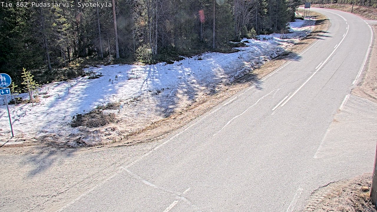 Weather Camera Image Väg 862 Pudasjärvi, Syötekylä, Pudasjärvi, Pohjois-Pohjanmaa