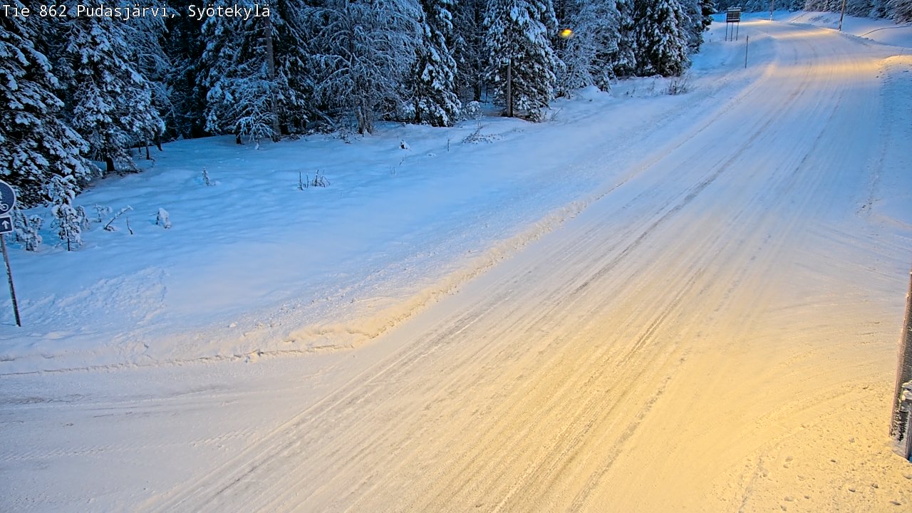 Weather Camera Image Road 862 Pudasjärvi, Syötekylä, Pudasjärvi, Pohjois-Pohjanmaa