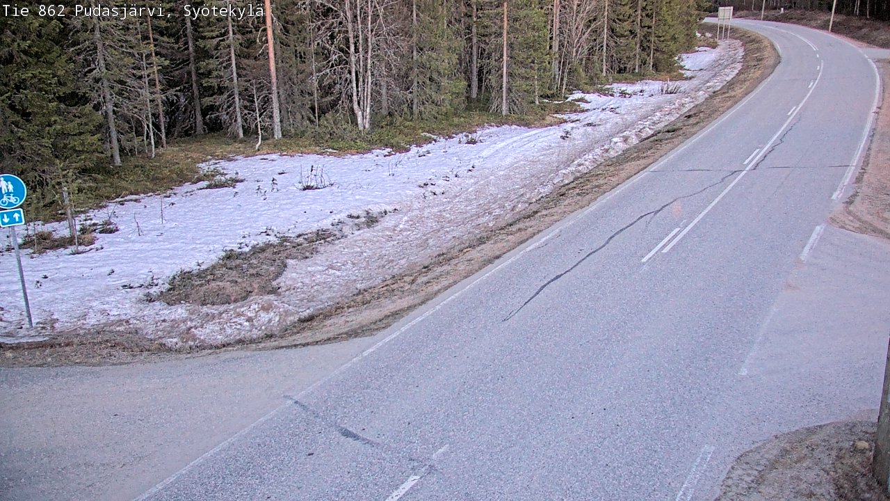 Weather Camera Image Väg 862 Pudasjärvi, Syötekylä, Pudasjärvi, Pohjois-Pohjanmaa