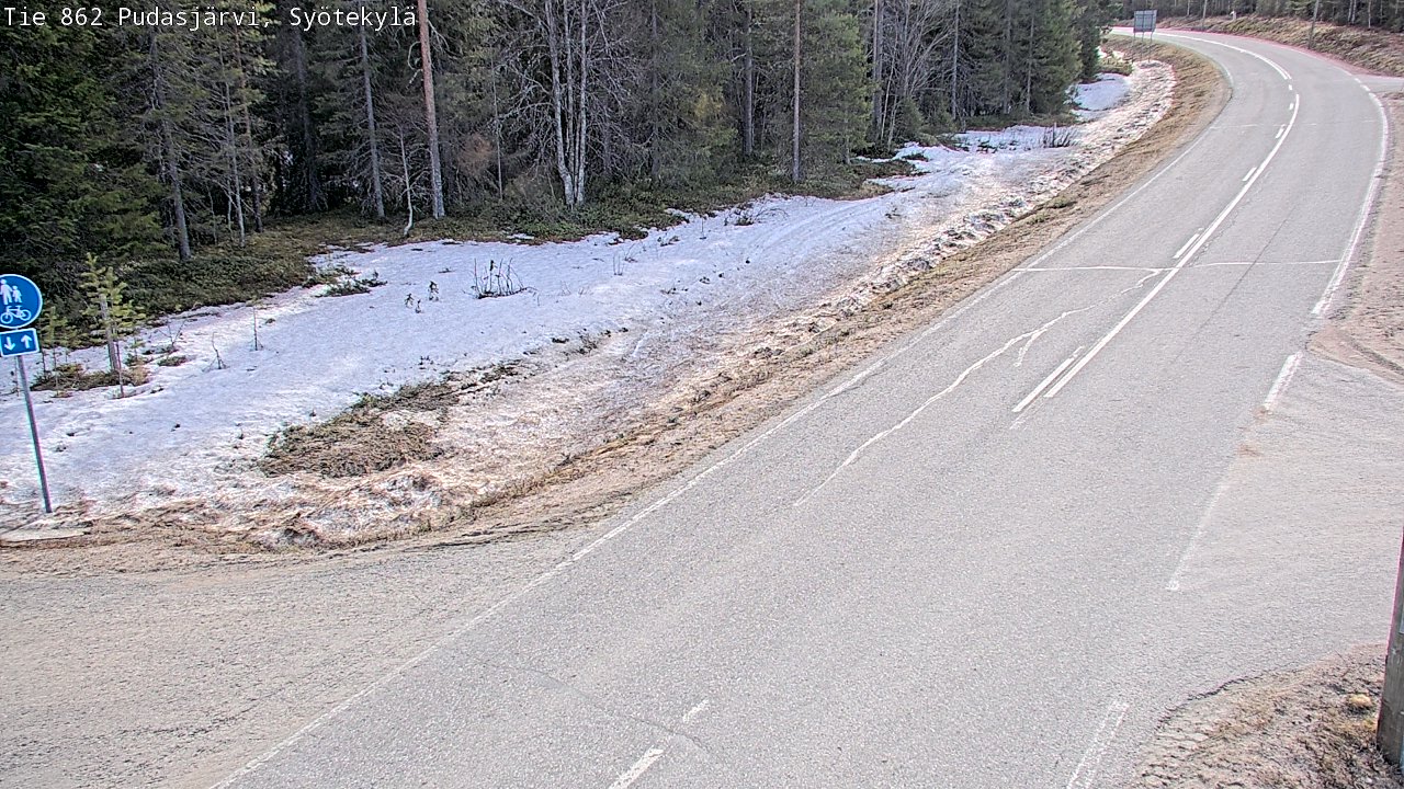 Weather Camera Image Väg 862 Pudasjärvi, Syötekylä, Pudasjärvi, Pohjois-Pohjanmaa