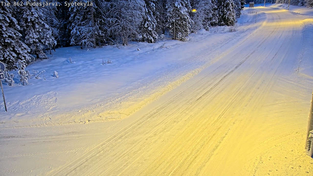 Weather Camera Image Road 862 Pudasjärvi, Syötekylä, Pudasjärvi, Pohjois-Pohjanmaa