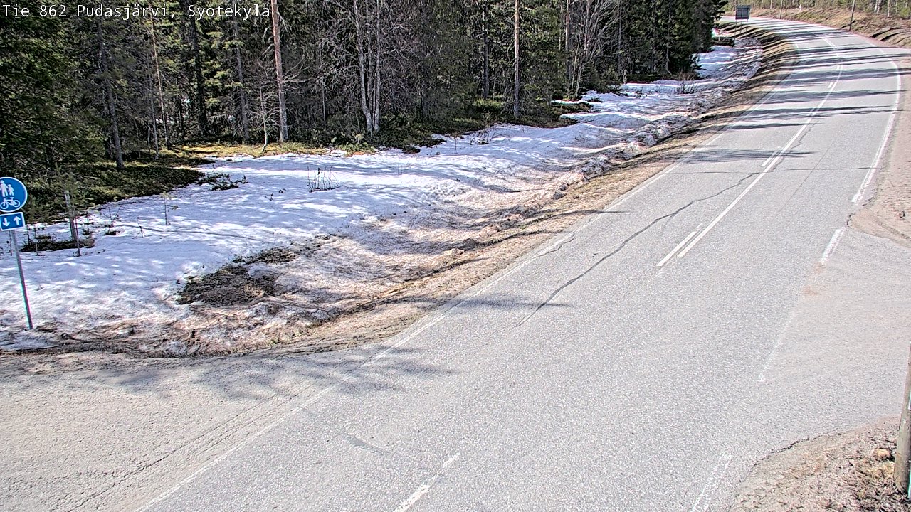 Weather Camera Image Väg 862 Pudasjärvi, Syötekylä, Pudasjärvi, Pohjois-Pohjanmaa