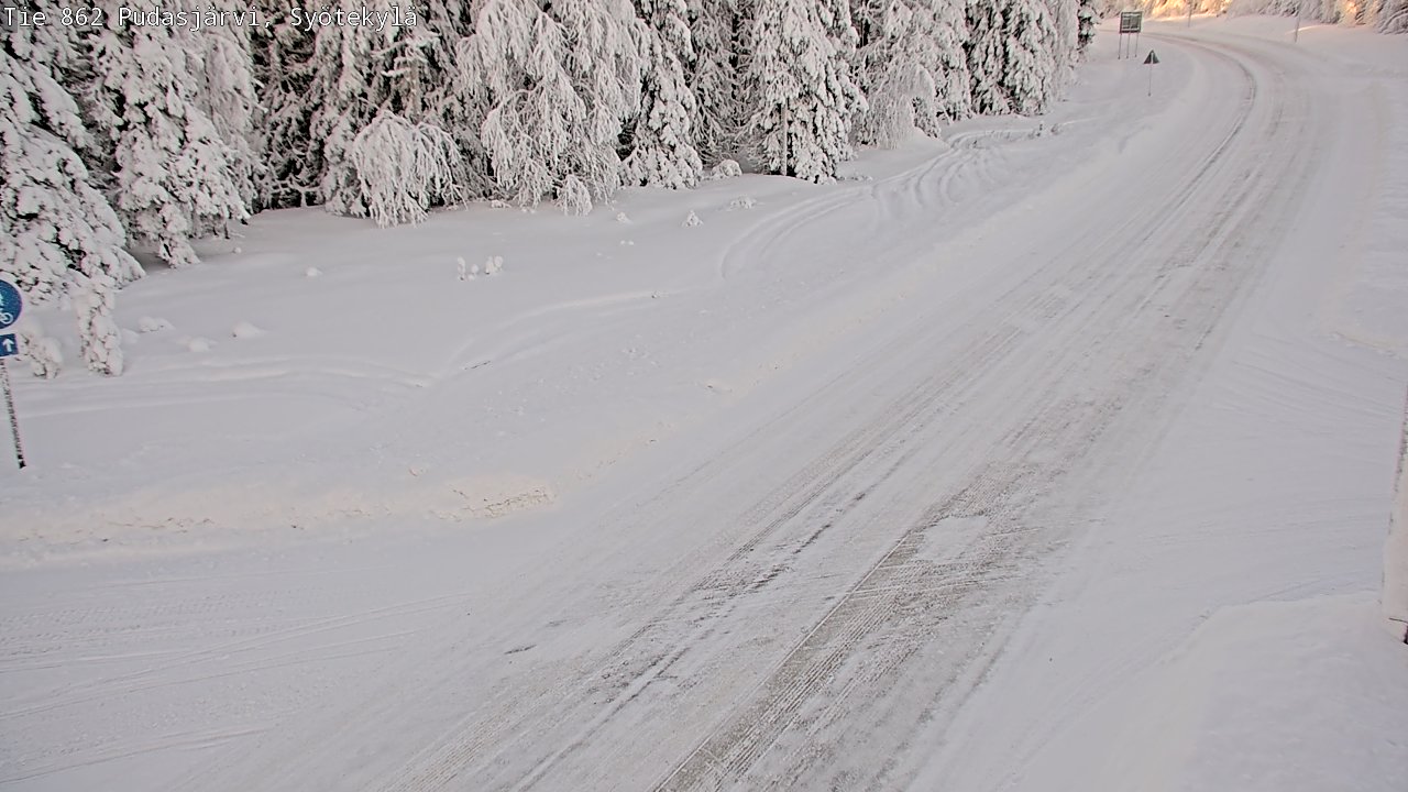 Weather Camera Image Road 862 Pudasjärvi, Syötekylä, Pudasjärvi, Pohjois-Pohjanmaa