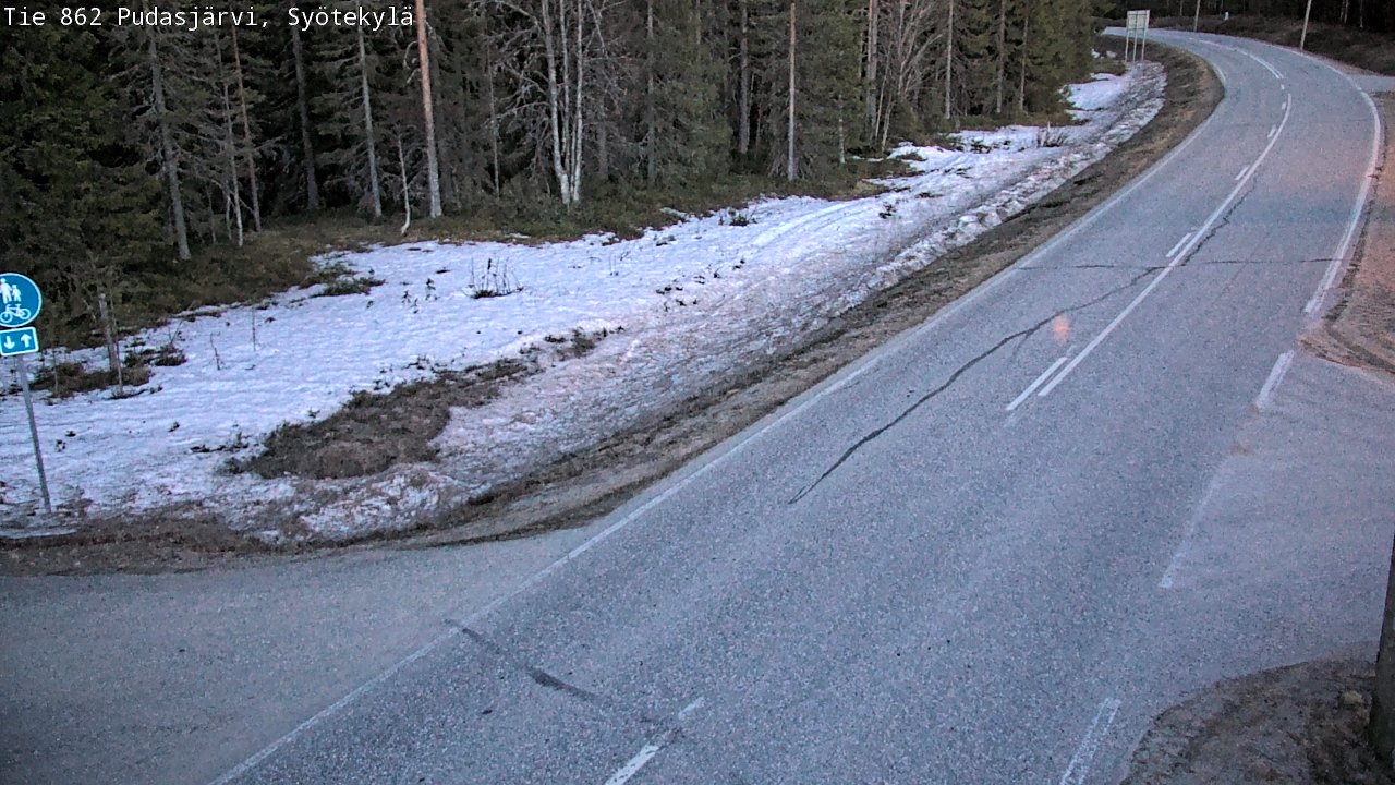 Weather Camera Image Väg 862 Pudasjärvi, Syötekylä, Pudasjärvi, Pohjois-Pohjanmaa