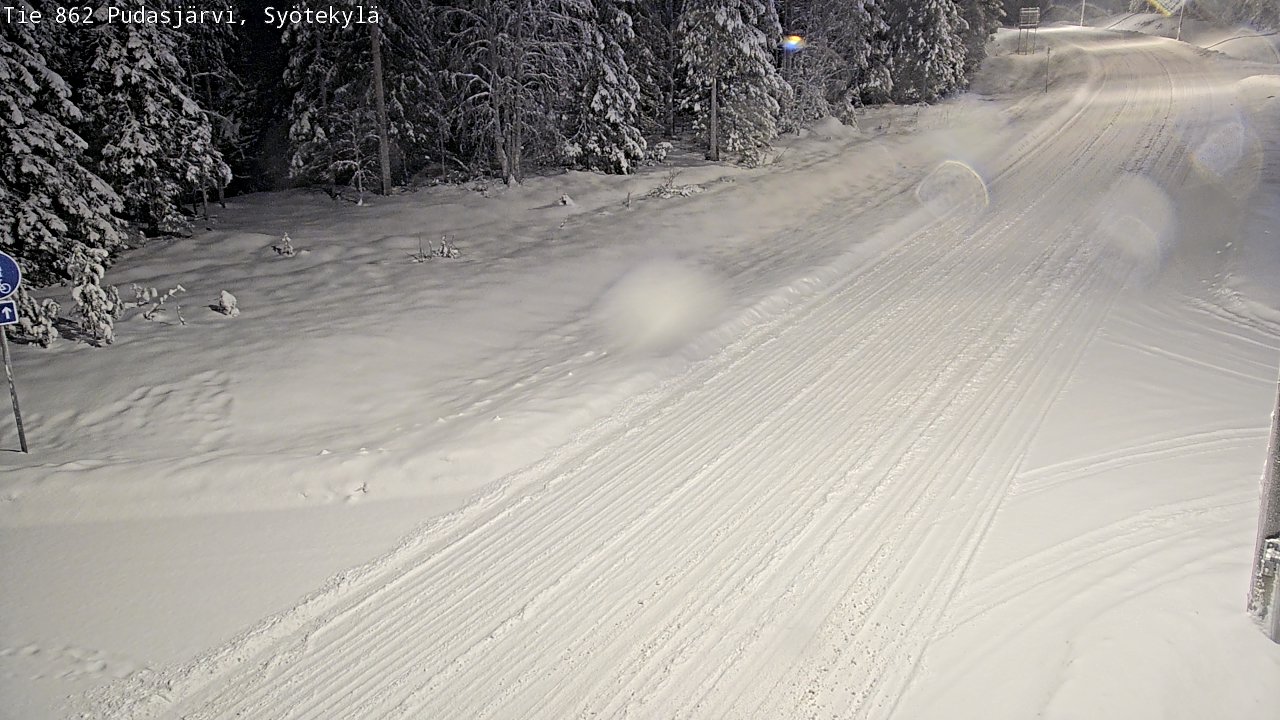 Weather Camera Image Road 862 Pudasjärvi, Syötekylä, Pudasjärvi, Pohjois-Pohjanmaa