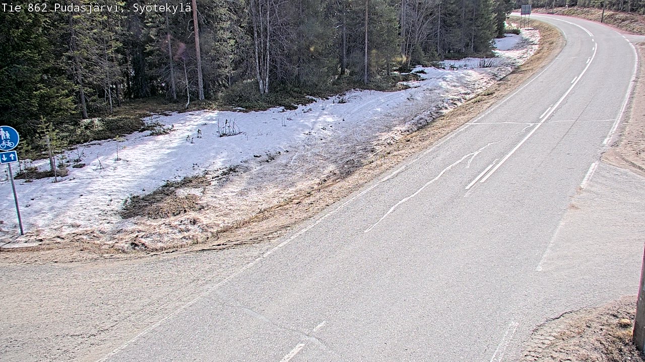 Weather Camera Image Väg 862 Pudasjärvi, Syötekylä, Pudasjärvi, Pohjois-Pohjanmaa
