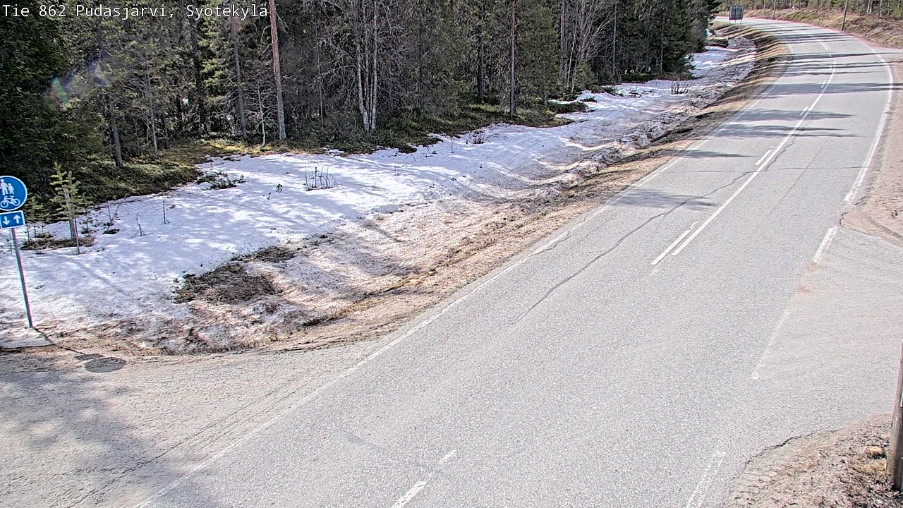 Weather Camera Image Väg 862 Pudasjärvi, Syötekylä, Pudasjärvi, Pohjois-Pohjanmaa