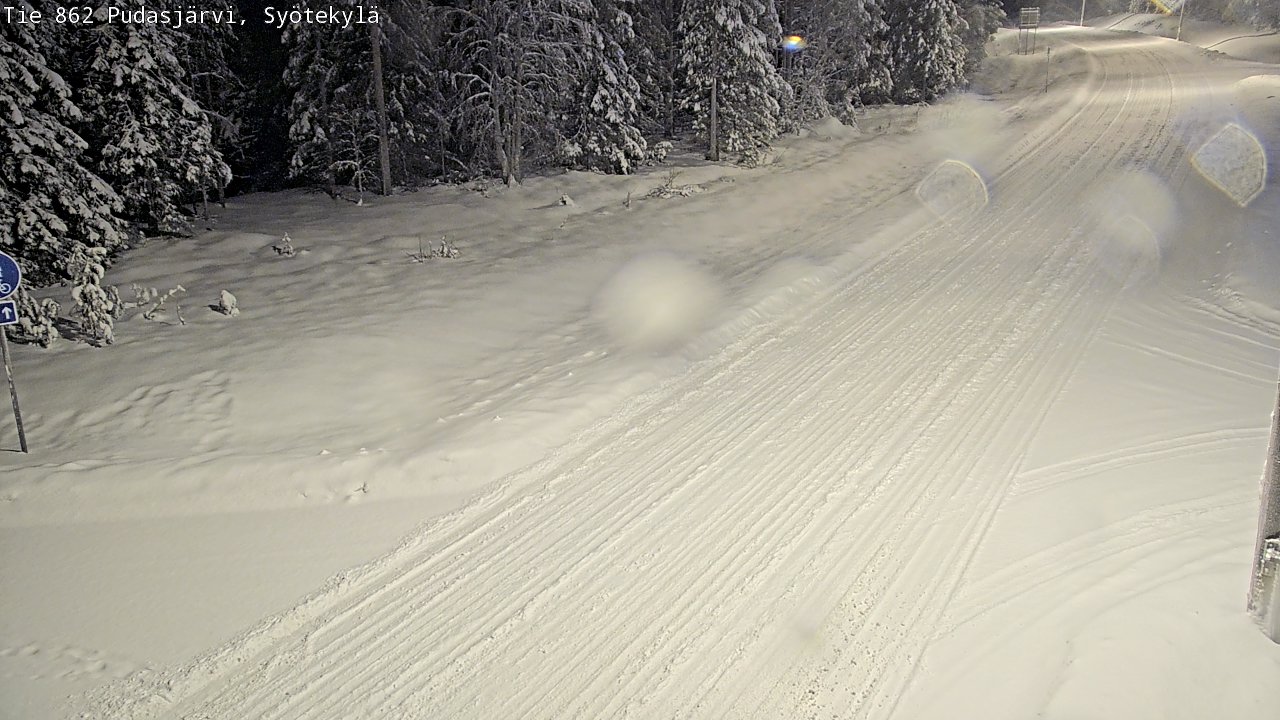Weather Camera Image Road 862 Pudasjärvi, Syötekylä, Pudasjärvi, Pohjois-Pohjanmaa