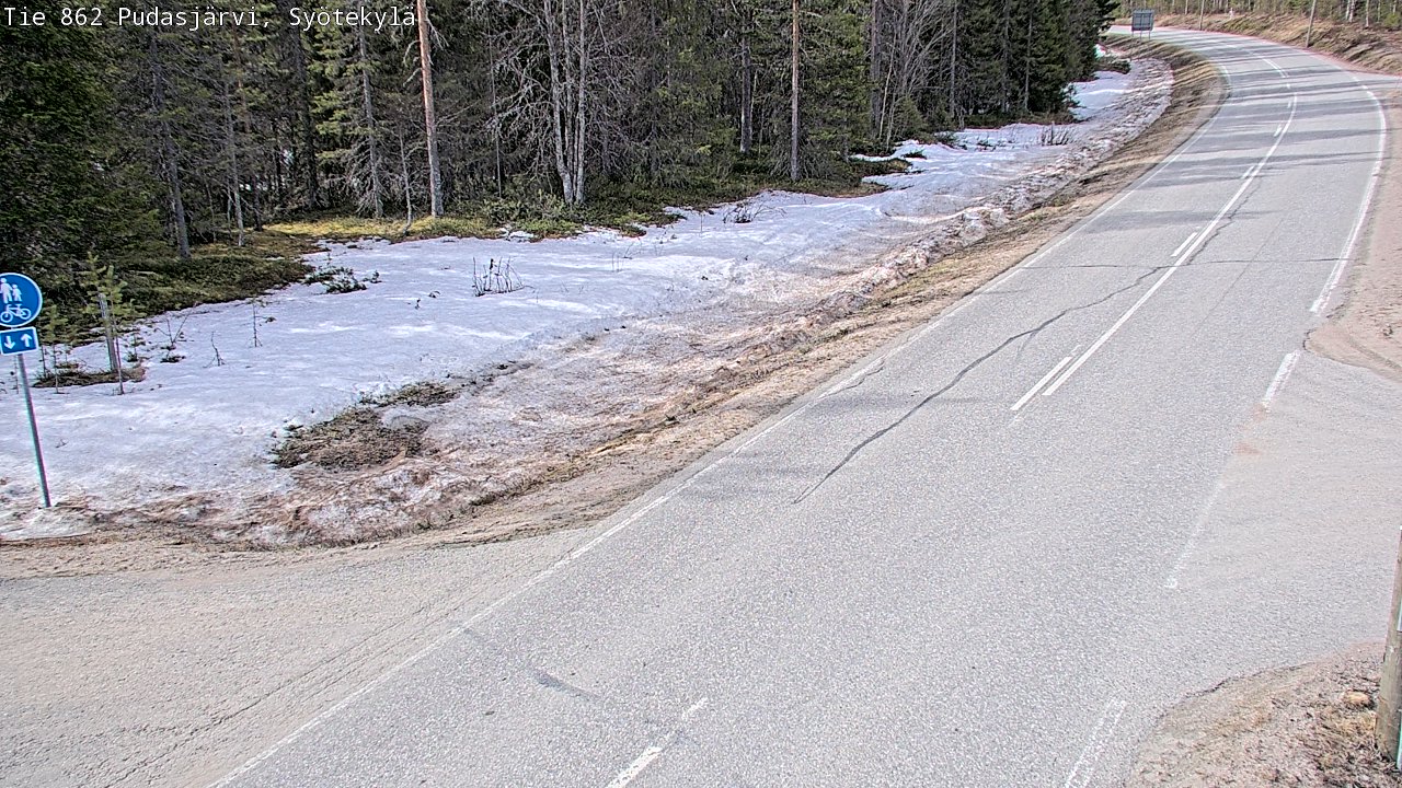 Weather Camera Image Väg 862 Pudasjärvi, Syötekylä, Pudasjärvi, Pohjois-Pohjanmaa