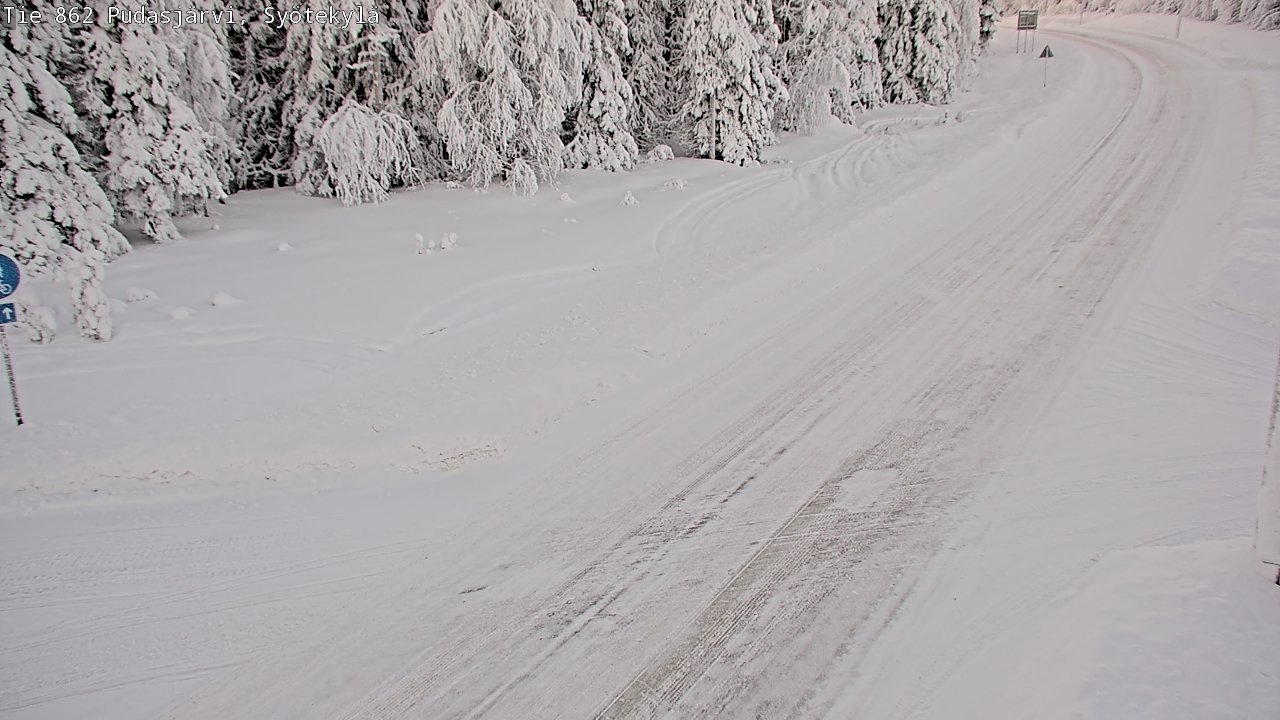 Weather Camera Image Road 862 Pudasjärvi, Syötekylä, Pudasjärvi, Pohjois-Pohjanmaa