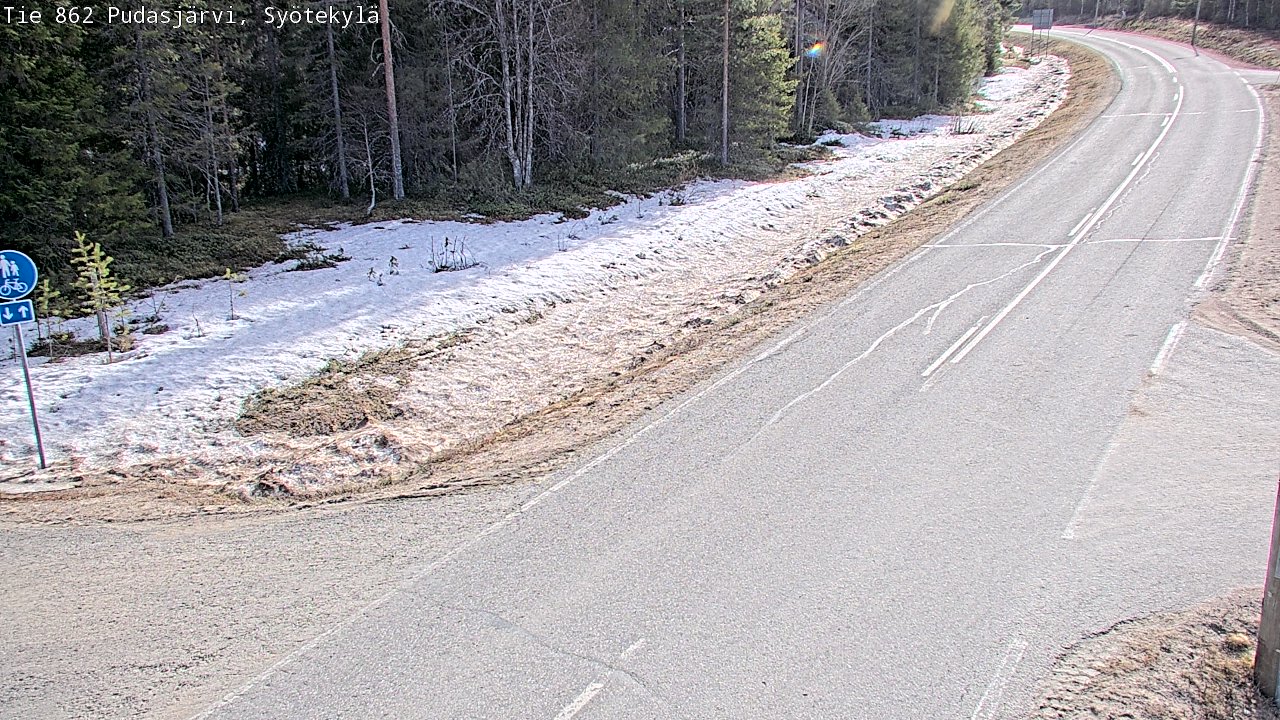 Weather Camera Image Väg 862 Pudasjärvi, Syötekylä, Pudasjärvi, Pohjois-Pohjanmaa